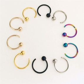 img 1 attached to 🌈 5 Pairs Mixed Colors Ball Huggie Earrings: Stylish Small Hoop Cartilage Tragus Earrings in Black, Silver, and Gold