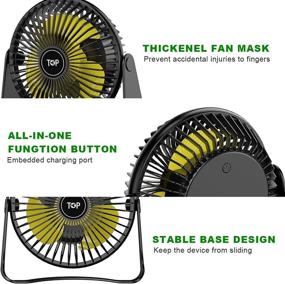 img 1 attached to 🌬️ USB Desk Fan - Small Personal Desktop Fan with 3 Speeds - Portable Mini Fan for Strong Airflow - 360° Rotation - Quiet Operation - Ideal for Bedroom, Home, Office - USB-Black