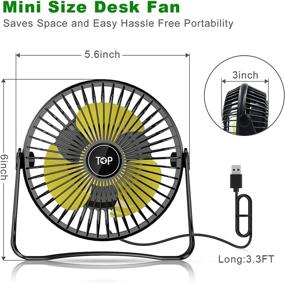 img 2 attached to 🌬️ USB Desk Fan - Small Personal Desktop Fan with 3 Speeds - Portable Mini Fan for Strong Airflow - 360° Rotation - Quiet Operation - Ideal for Bedroom, Home, Office - USB-Black