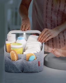 img 2 attached to 🏻 Skip Hop Diaper Caddy Organizer with Touch Sensor Night Light - Nursery Style, Heather Grey - 15x9.5x8.5 Inch (Pack of 1): Ultimate Nursery Organization Solution
