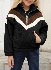 img 3 attached to 🧥 Dokotoo Girls Cute Long Sleeve Fluffy Quarter Zip Fleece Pullover Sweatshirts - Soft and Cozy