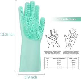 img 3 attached to 🧤 Multi-Purpose Silicone Scrubber Gloves with Sponge: Perfect for Dishwashing, Housework, Kitchen Utensils, Bathroom Cleaning, Pet Bathing, and Car Washing