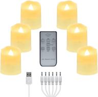 🕯️ enhance your festive decor with rechargeable led tea lights: 6-pack flameless flickering warm white candles with remote and usb charging cable - ideal for halloween, pumpkin light, christmas decorations логотип