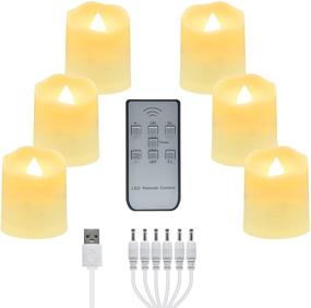 img 4 attached to 🕯️ Enhance Your Festive Decor with Rechargeable LED Tea Lights: 6-Pack Flameless Flickering Warm White Candles with Remote and USB Charging Cable - Ideal for Halloween, Pumpkin Light, Christmas Decorations