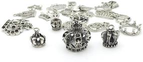 img 1 attached to 👑 JIALEEY Crown Charms Pendants Beads: Vintage Silver Multistyle Crown Charm Pendant Connector for DIY Jewelry Making