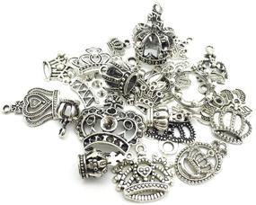 img 2 attached to 👑 JIALEEY Crown Charms Pendants Beads: Vintage Silver Multistyle Crown Charm Pendant Connector for DIY Jewelry Making