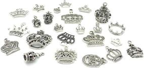 img 3 attached to 👑 JIALEEY Crown Charms Pendants Beads: Vintage Silver Multistyle Crown Charm Pendant Connector for DIY Jewelry Making