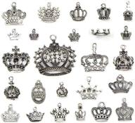 👑 jialeey crown charms pendants beads: vintage silver multistyle crown charm pendant connector for diy jewelry making logo