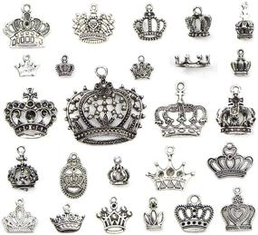 img 4 attached to 👑 JIALEEY Crown Charms Pendants Beads: Vintage Silver Multistyle Crown Charm Pendant Connector for DIY Jewelry Making