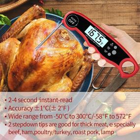 img 1 attached to 🔥 GAISTEN 2-in-1 Digital Meat Thermometer with Alarm, Oven Safe, Backlight – Perfect for Cooking, Grilling, Smoking, Baking, and More (Red)