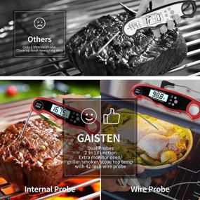 img 3 attached to 🔥 GAISTEN 2-in-1 Digital Meat Thermometer with Alarm, Oven Safe, Backlight – Perfect for Cooking, Grilling, Smoking, Baking, and More (Red)