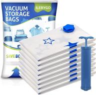 🛍️ set of 8 medium vacuum storage bags (28&#34; x 20&#34;) by ilebygo - space saving solution for clothes, mattress, blankets, duvets, pillows, comforters, quilts - includes travel hand pump for reusable clothing storage and travel logo