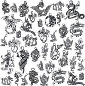 img 2 attached to 🐉 70-Piece Dragon Charms Collection: Antique Pendant Charms for DIY Necklace Bracelets - Halloween Silver Jewelry Crafting Supplies