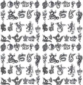 img 4 attached to 🐉 70-Piece Dragon Charms Collection: Antique Pendant Charms for DIY Necklace Bracelets - Halloween Silver Jewelry Crafting Supplies