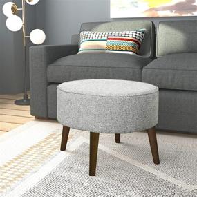 img 2 attached to Stylish Ash Grey Mid Mod Oval Decorative Ottoman with Wood Legs for Your Home