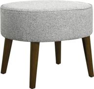 stylish ash grey mid mod oval decorative ottoman with wood legs for your home logo