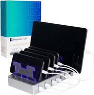 💗 hercules tuff multi-device charging station, 6 usb fast ports, cell phones, smartphones, tablets, electronics, pink logo