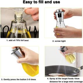 img 1 attached to 🥦 200ml Tyankra Olive Oil Sprayer Mister: Portable Spray Bottle with Brush Funnel - Ideal for Cooking, Baking, BBQ, Salad, Air Fryer, and Roasting.