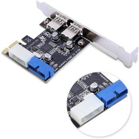 img 1 attached to PCI-E к USB 3.0 Плата расширения PCIe Express, 5Gbps 💻 2-портовый USB адаптер с передним 19-контактным разъемом питания для настольных компьютеров.