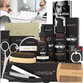 img 4 attached to Men's 12-in-1 Beard Kit: Beard Growth - Grooming Oil, Leave-in Conditioner, Apron Bib, Razor, Shampoo, Balm, Brush