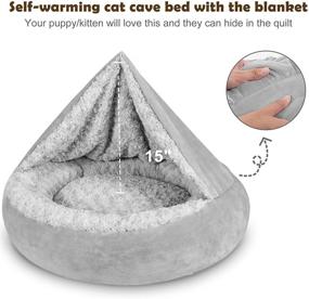 img 1 attached to 🐾 Comfort and Calm for Your Small Pet: JOEJOY Small Dog Bed Cat Bed with Hooded Blanket and Orthopedic Support - Cozy, Anti-Anxiety, and Machine Washable!