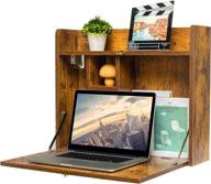 kzhome wall mounted table: space-saving laptop desk with storage shelves for home office - rustic brown logo