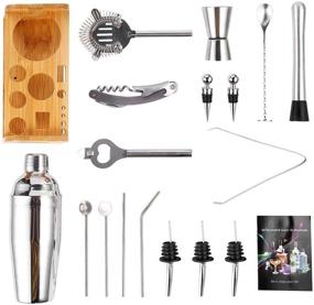 img 2 attached to Ultimate 19 Piece Bartender Kit: Premium Cocktail Shaker Set with Stand - Complete Home Bar Tools Set with Strainer, Muddler, Jigger, and More - Includes Cocktail Recipes - Stainless Steel Mixer Set