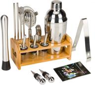 ultimate 19 piece bartender kit: premium cocktail shaker set with stand - complete home bar tools set with strainer, muddler, jigger, and more - includes cocktail recipes - stainless steel mixer set logo