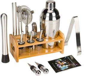 img 4 attached to Ultimate 19 Piece Bartender Kit: Premium Cocktail Shaker Set with Stand - Complete Home Bar Tools Set with Strainer, Muddler, Jigger, and More - Includes Cocktail Recipes - Stainless Steel Mixer Set