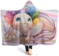 🦎 axolotl flannel hooded blanket robe wrap ultra soft throw for indoor and outdoor use logo