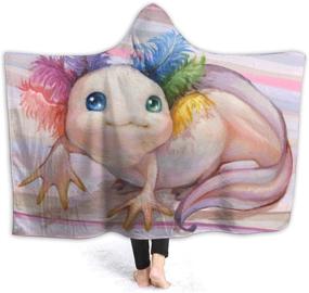 img 4 attached to 🦎 Axolotl Flannel Hooded Blanket Robe Wrap Ultra Soft Throw for Indoor and Outdoor Use