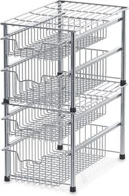 img 1 attached to 📦 Efficient Space-Saving Solution: SimpleHouseware Stackable 2 Tier Sliding Basket Organizer Drawer, Chrome