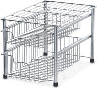 📦 efficient space-saving solution: simplehouseware stackable 2 tier sliding basket organizer drawer, chrome logo