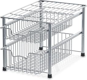 img 4 attached to 📦 Efficient Space-Saving Solution: SimpleHouseware Stackable 2 Tier Sliding Basket Organizer Drawer, Chrome