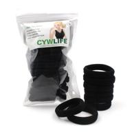 💆 cywlife 12-14mm large hair ties bands for women girls men for thick curly heavy hair, 20 pcs black, no crease seamless ponytail holders scrunchie, no damage no slip soft hair elastics logo