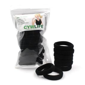 img 4 attached to 💆 CYWLIFE 12-14MM Large Hair Ties Bands for Women Girls Men for Thick Curly Heavy Hair, 20 PCS Black, No Crease Seamless Ponytail Holders Scrunchie, No Damage No Slip Soft Hair Elastics