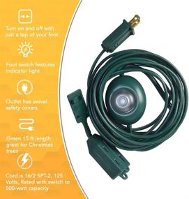 img 2 attached to 🔌 Versatile Woods 10203 Extension Cord: Lighted Foot Switch, 3 Outlets, 15ft, Green