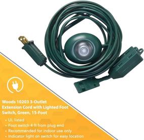 img 1 attached to 🔌 Versatile Woods 10203 Extension Cord: Lighted Foot Switch, 3 Outlets, 15ft, Green