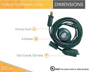 img 3 attached to 🔌 Versatile Woods 10203 Extension Cord: Lighted Foot Switch, 3 Outlets, 15ft, Green