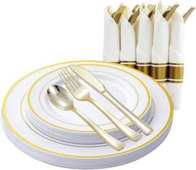 img 4 attached to Plastic Disposable Silverware Napkins Dinnerware