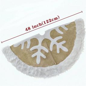 img 2 attached to 🎄 Ivenf 48-Inch Christmas Tree Skirt with Burlap Snowflakes, White Plush Faux Fur Trim, Rustic Yellow Burlap Feel Xmas Decor for Indoor and Outdoor Home Holiday Party