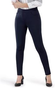 img 3 attached to 🩴 Women's Skinny Leg Pull on Stretch Yoga Dress Pants with Pockets by Bamans