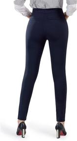 img 2 attached to 🩴 Women's Skinny Leg Pull on Stretch Yoga Dress Pants with Pockets by Bamans