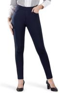 🩴 women's skinny leg pull on stretch yoga dress pants with pockets by bamans logo