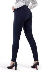 img 1 attached to 🩴 Women's Skinny Leg Pull on Stretch Yoga Dress Pants with Pockets by Bamans