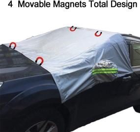 img 2 attached to Big Ant Windshield Snow Cover with Magnetic Elastic Hooks, Four-Wheel Fixing & ❄️ Reflective Warning Bar, All-Weather Protection - Ice, Sun, Frost, and Wind Proof, Fits Most Vehicles