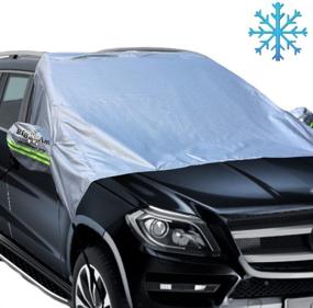 img 4 attached to Big Ant Windshield Snow Cover with Magnetic Elastic Hooks, Four-Wheel Fixing & ❄️ Reflective Warning Bar, All-Weather Protection - Ice, Sun, Frost, and Wind Proof, Fits Most Vehicles