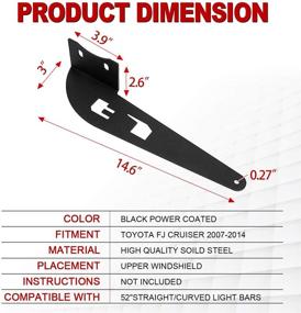 img 2 attached to 🚗 АЛАВЕНТЕ Кронштейны для установки прямых и изогнутых светодиодных фар 52" для Toyota FJ Cruiser 2007-2014 - Легкая установка с одной парой кронштейнов для светодиодных фар на верхнем лобовом стекле длиной 52 дюйма.