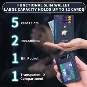 img 3 attached to 🔵 Dark Blue Airtag Wallet Slim Minimalist with Built-in Air Tag Case Holder - Front Pocket Wallet for Airtag Accessories