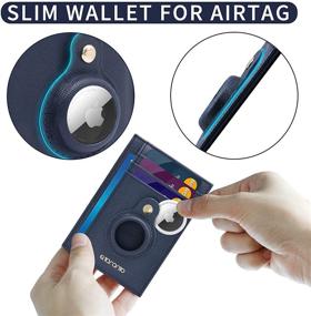 img 2 attached to 🔵 Dark Blue Airtag Wallet Slim Minimalist with Built-in Air Tag Case Holder - Front Pocket Wallet for Airtag Accessories